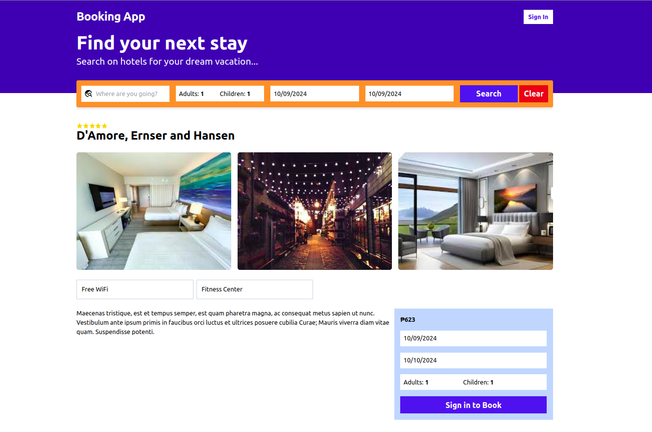 Booking App screenshot